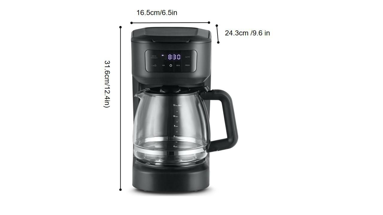 Mainstays Programmable 12 Cup Coffee Maker with Touchscreen, Black, Mainstays 12 Cup Programmable Black