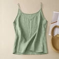 thumbnail image 3 of Awwp Gauze Summer Tops for Women Summer Casual Sleeveless V Neck Camisole Loose Fit Spaghetti Strap Cami Shirts, Gauze Blouses for Women Summer V Neck Linen Tops for Women Light Green 3Xl, 3 of 5