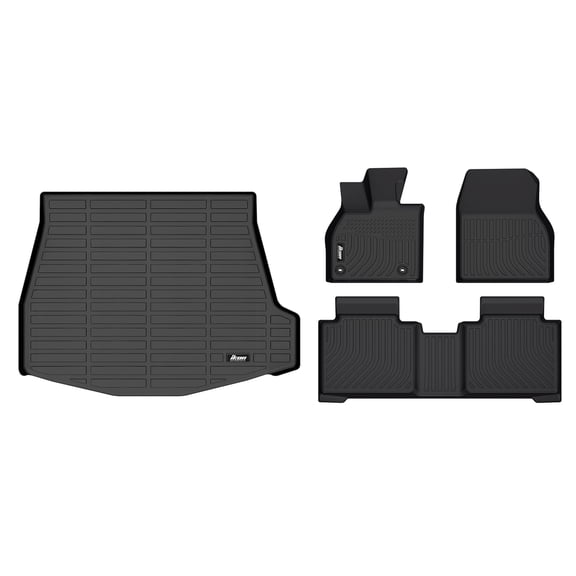 Ikon Motorsports Floor Mats   Trunk Mat Compatible With 2023-2024 Subaru Solterra, Black Car Auto TPE 3D Molded Carpets Liner Front Rear Row All Weather 4PC Set Protector