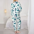 thumbnail image 3 of Pajama Sets for Women 2 Pcs, Conch Dark Green Button Down Long Sleeve Sleepwear Lounge PJ Sets, 3 of 6
