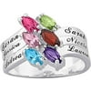 Keepsake Personalized Planet Family Marquise Twist Name Ring in Sterling Silver
