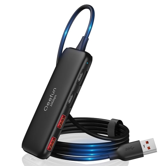 Hub USB 3.2 Qeefun de 10 Gbps con 2 puertos de datos USB A y 2 USB-C 3.2