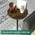 thumbnail image 3 of Brown Round Pedestal Side Table with Marble Base - Compact Drink Table for Sofa, Couch, Patio, Camping & Small Spaces, 20.87" Height, 3 of 6