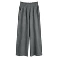 thumbnail image 4 of Roncen Womens Cotton Linen Palazzo Pants Solid Summer Linen Pants Elastic Waist Casual Wide Leg Trousers with Pockets, 4 of 6