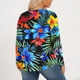 thumbnail image 4 of Qgtaibl Women Long Sleeve Pleated Tunic Tops Crew Neck Flower Print Casual Blouses Plus Size Loose Fit Boho Shirts for Vacation Outfits Green XL, 4 of 6