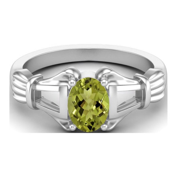 Mooneye Solid 925 Sterling Silver 7x5mm Oval Shape Peridot Engagement Women Ring