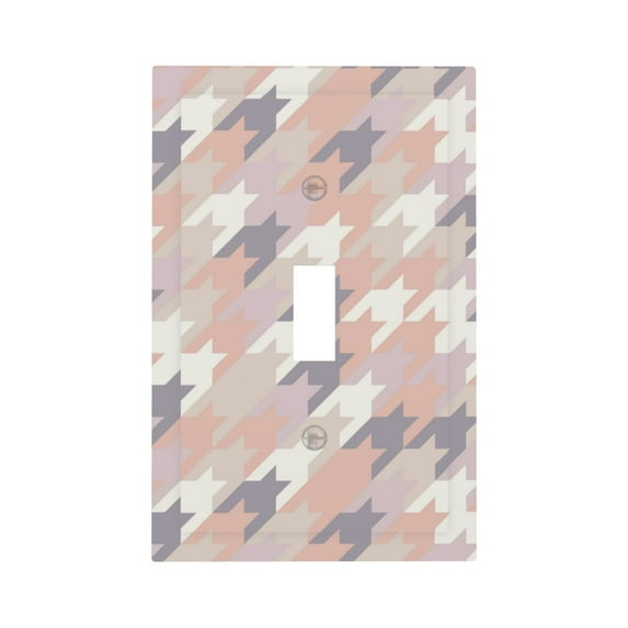 DouZhe 1-Gang Toggle Switch Wallplate, Vintage Abstract Houndstooth Decorative Wall Plates