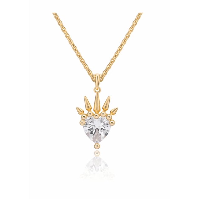 Collar Zircón Corazón Mujer Dije Cadena Oro 18k