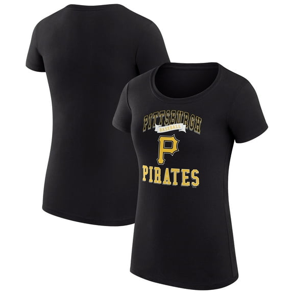 Women's G-III 4Her by Carl Banks Black Pittsburgh Pirates Super-Slim Fit Lightweight Team Logo Graphic T-Shirt