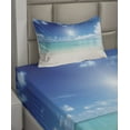 thumbnail image 2 of Ambesonne Landscape Fitted & Top Sheet Set with Sham, Sky and Tropical Sea, Cream Turquoise White, 2 of 4