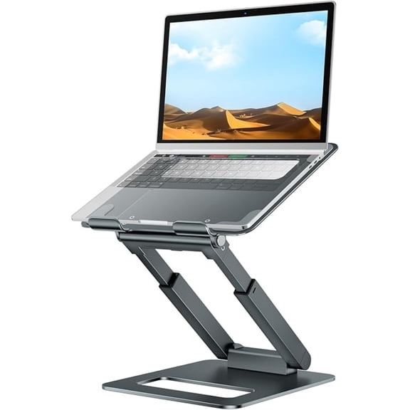Laptop Stand for Desk Adjustable Height, Telescopic Computer Stand with Pull Out Design Ergonomic Laptop Riser Fits All Laptops 10-17"-Gray