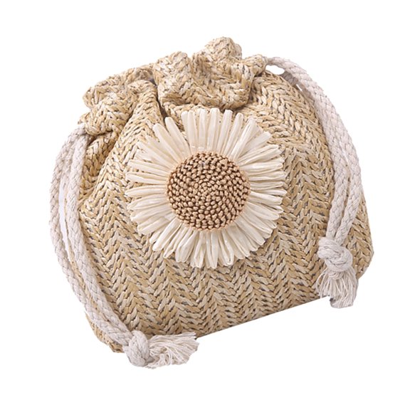 ELAYARD Khaki Woven Bucket Shoulder Bag Portable Crossbody Purse for Everyday Use