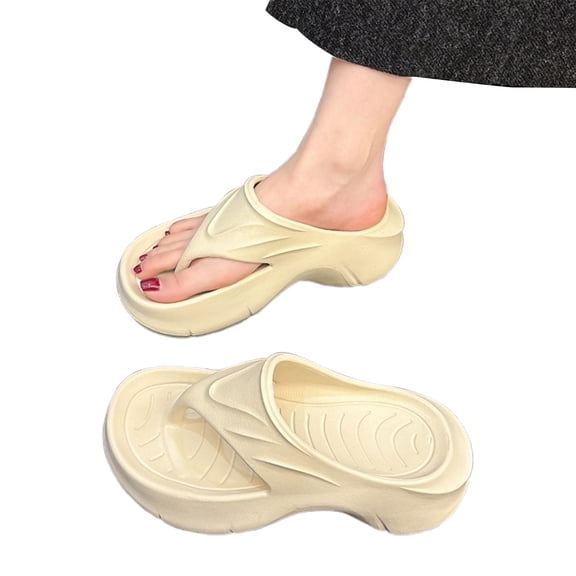 Slippers for Women,Flip Flops Sandals with Toe Post Lightweight Flat Sole Casual Beach Flip Flops for Summer Vacation,Womens Slippers,Beige,38/39