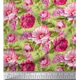 thumbnail image 1 of Soimoi Moss Tissu Georgette Feuilles & Pivoines Imprimés Floraux au Mètre 42 Pouces de Large, 1 of 5