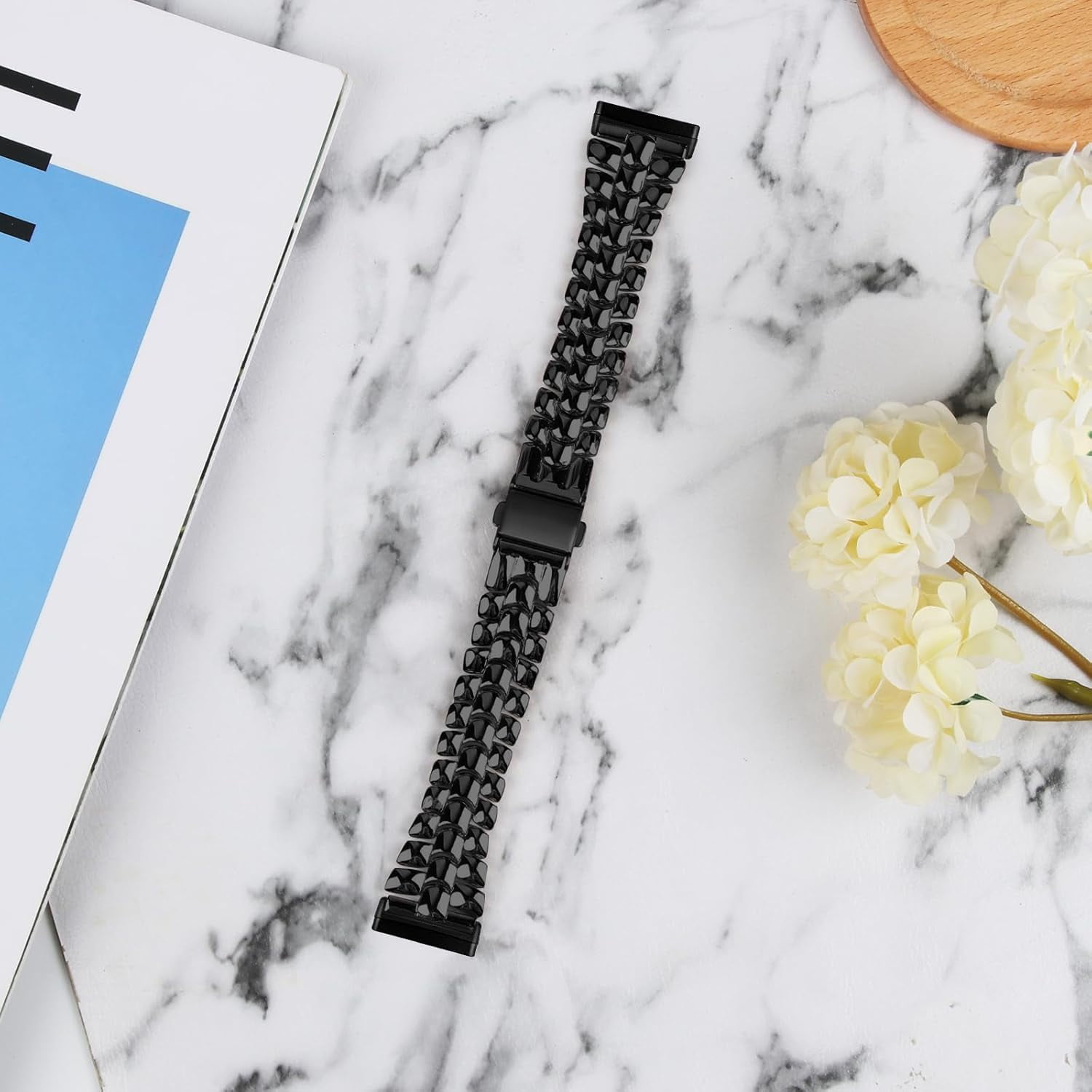 REQO Metal Bands Compatible with Fitbit Versa 4/Versa 3/Sense 2/Sense, Women Replacement Wristband