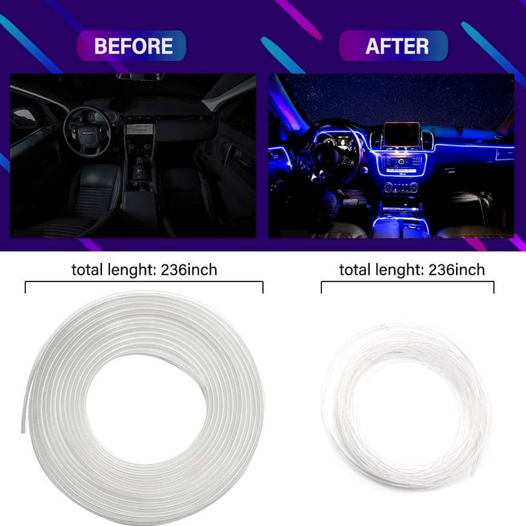 LED Car Interior Atmosphere Lights Strip 6M 5in1 RGB Optic Music  ControlNeon Lamp Strip Universal 