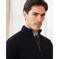 thumbnail image 4 of Kallspin Men's Quarter-Zip Sweater Cotton Mock Neck Knit Long Sleeve Pullover Sweater(Black,3X-Large), 4 of 9
