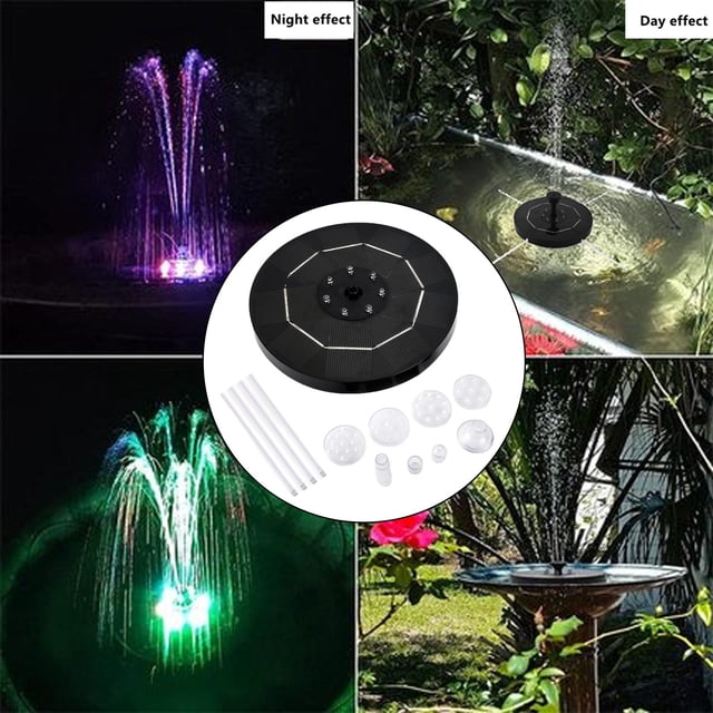 Fuente solar boquillas Fuente de decoración de jardín con energía solar Bomba de fuente solar flotante de 3.5W para estanque pequeño Cola Fuente de baño para pájaros
