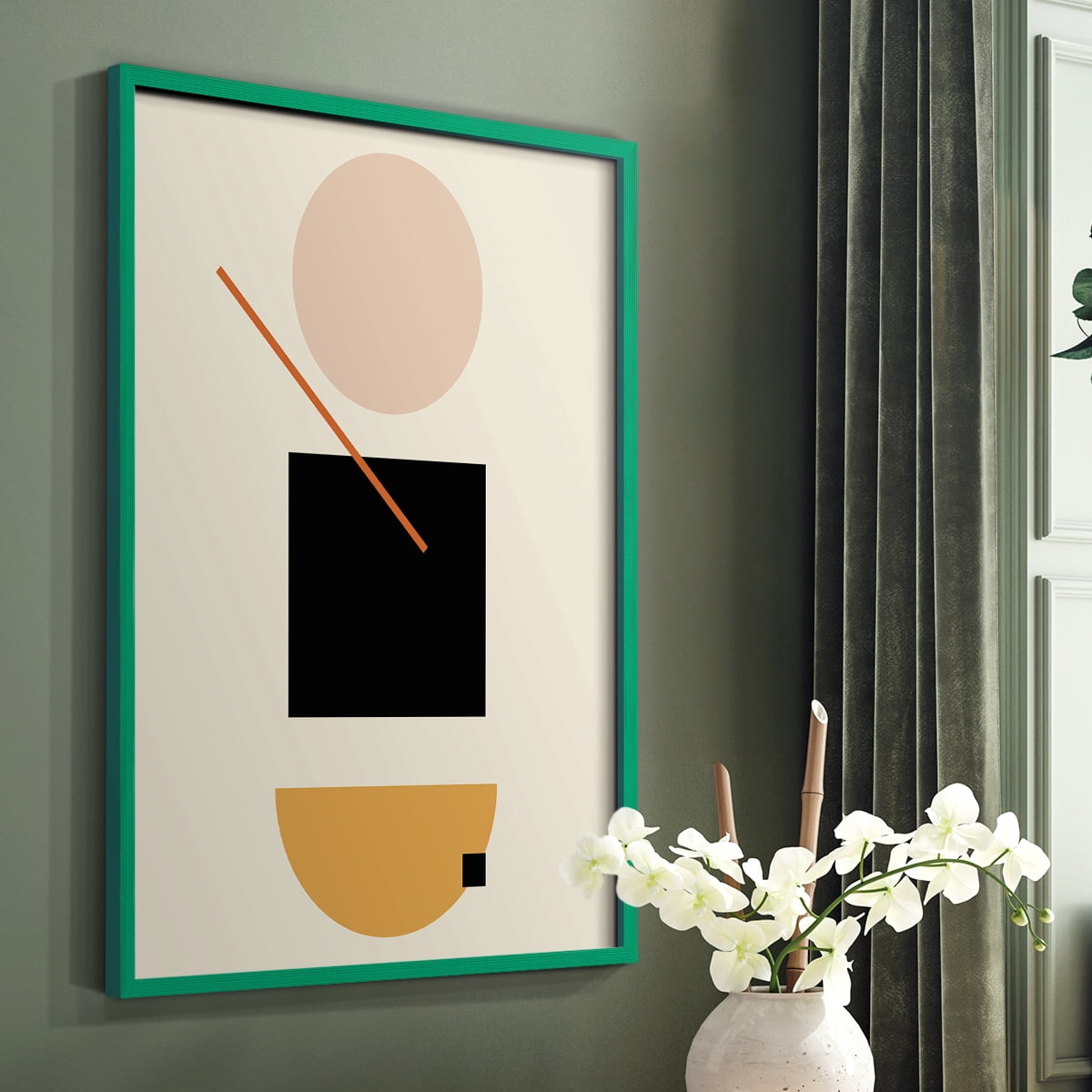 Simple Shape in Green Solid Wood 8 x 10 Framed Print