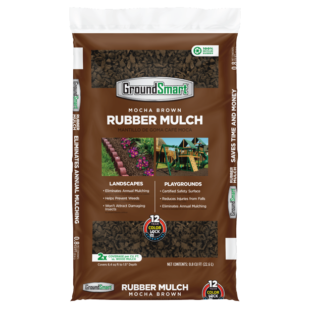 GroundSmart Rubber Mulch, Mocha Brown, 0.8 cu ft