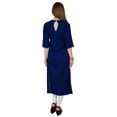 thumbnail image 4 of Bimba Women Blue Cotton Kurta Kurti Casual 3/4 Sleeve Formal Tunic Summer Blouse, 4 of 7