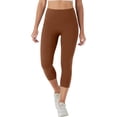 thumbnail image 5 of Lumtrix High Waisted Capri Leggings for Women Tummy Control Soft Yoga Pants Gym Workout Running Leggings with Pockets Brown S, 5 of 6