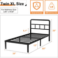 thumbnail image 2 of Maenizi Twin XL 12 inch Twin XL Metal Bed Frame No Box Spring Needed, Heavy Duty Metal Slats, Noise Free, Easy Assemble, Black, 2 of 6