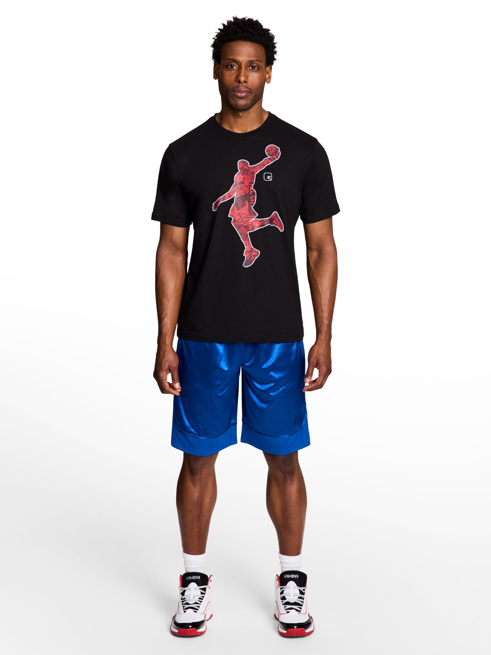 AND1 Men's and Big Men's All Court Short, 11" inseam, up to Size 5XL