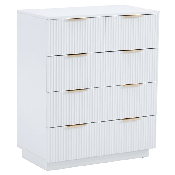 UBesGoo Modern White 5 Drawers Dresser Bedroom Chest of Drawer Organizer Cabinet for Living Room