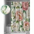 thumbnail image 3 of Pink Botanical Flowers Shower Curtains for Bathroom Waterproof Fabric Bath Curtains Decor Bath Tub Curtain Spring Pastoral Floral Decorative Shower Curtain Sets with 12 Hooks, 72x72 Inch, 3 of 6