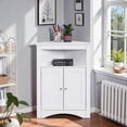 thumbnail image 2 of Tcbosik Corner Storage Cabinet, Farmhouse Accent Cabinet with Adjustable Shelf, Buffet Sideboard with 2 Doors for Kitchen, Living Room, Bathroom, White, 2 of 8