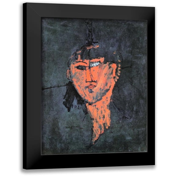 Modigliani, Amedeo 12x14 Black Modern Framed Museum Art Print Titled - Head Of A Young Woman