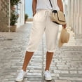thumbnail image 6 of Cotton Capri Pants For Women，Womens Flowy Pants Beach Pants For Women Business Pants For Women Womens Linen Pants Lounge Pant Spring Outfits For Women Wide Leg Palazzo Beach Pants, 6 of 8