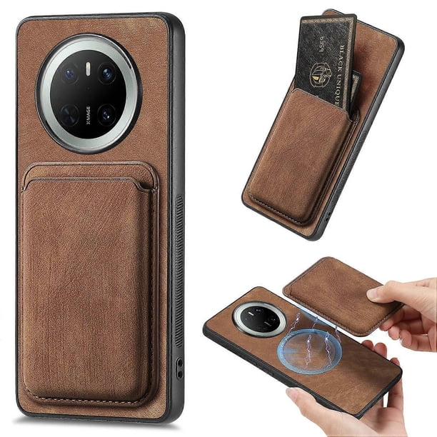 For Huawei Mate 70 Case Retro Leather TPU Phone Back Cover with Detachable Card Slot - Green