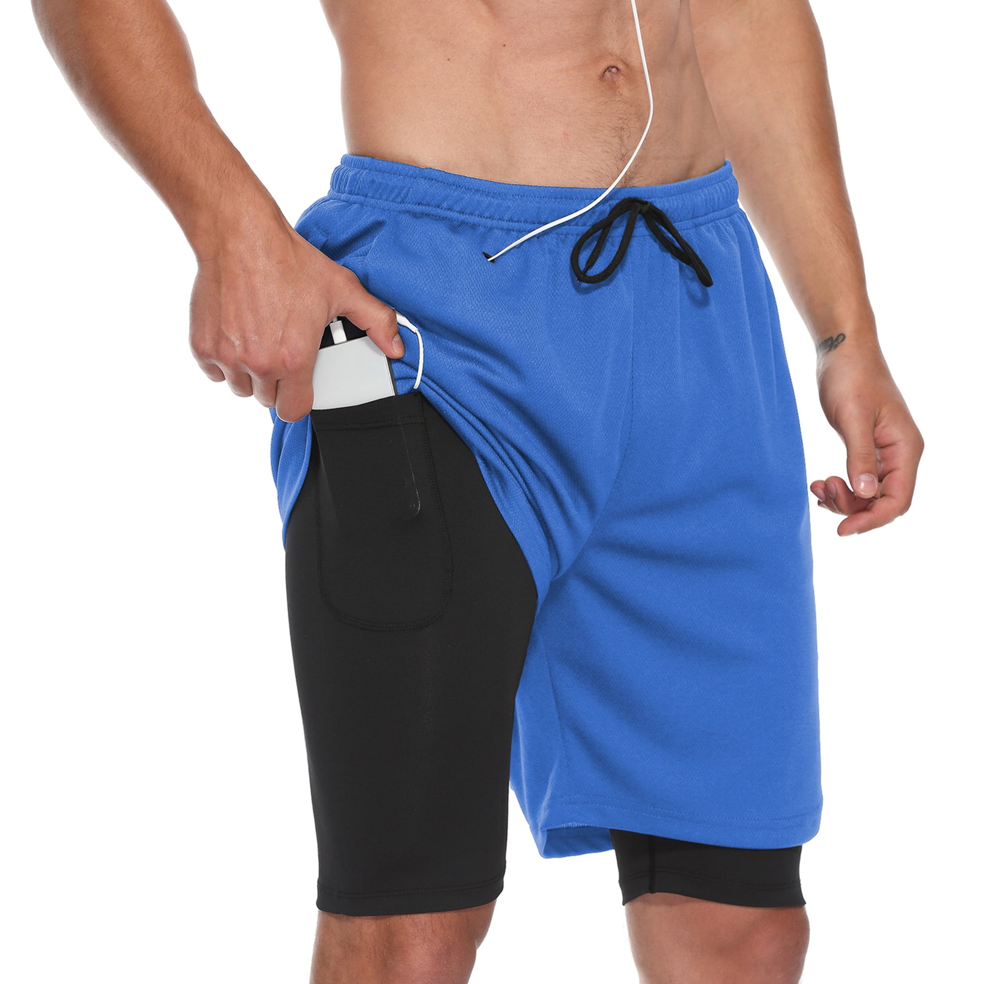 FEDTOSING Mens Sports Running Shorts Quick Dry Lightweight Workout Gym Training Shorts with Pockets 