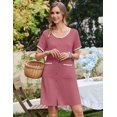 thumbnail image 4 of Ekouaer Nightgowns for Women Bamboo Viscose Button Down Sleep Shirts Short Sleeve Nightshirts House Dress with Pockets, 4 of 6