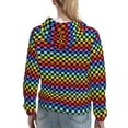 thumbnail image 7 of Picia Rainbow Chequerboard Pattern Casual Women's Hoodie, Hooded Sweatshirt with Kangaroo Pocket, Comfortable Pullover with Eye-catching Drawstrings-XX-Large, 7 of 7