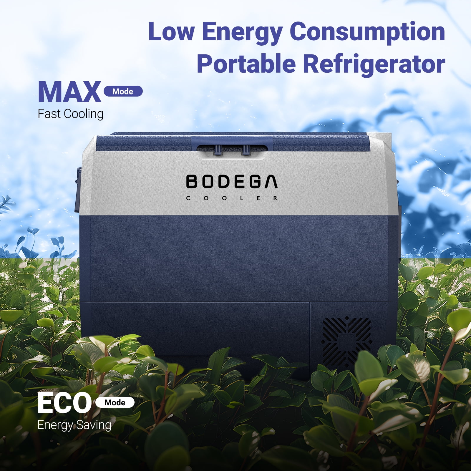 Bodega 12 Volt Car Refrigerator 64 Quart Portable Freezer APP Control for Camping Outdoor APP Control, Blue