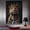 Gold, variant on Mudket Black Panther on Red Tufted Armchair Canvas Wall Art, Modern Luxury Wildlife Art Work Print for Living Room Office Entryway Home Decor , Framed Ready to Hang - 30"L x 20"W