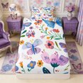 thumbnail image 4 of Manfei Floral Butterfly Twin Sheets 3pcs,Romantic Flowers Bedding,1 Flat Sheet,1 Fitted Sheet and 1 Pillowcase, 4 of 6