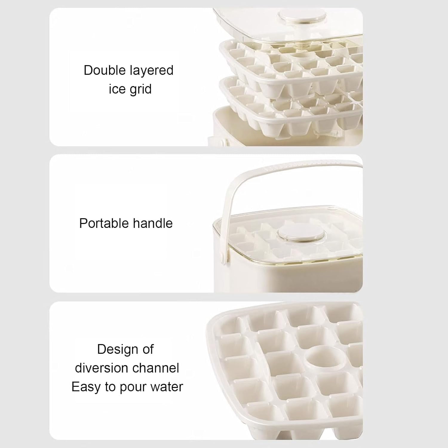 Generic 48 Grid Ice Cube Tray with Lid Bin Press-Type for Drink Chill
