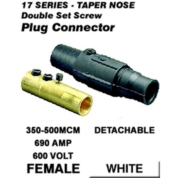 Leviton 17D24-W 17 Series Female Detachable Plug Double Set Screw Complete - White