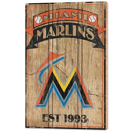 Wraft Fanatics 3208556210 15 x 24 in. Miami Marlins Sign – Wood Established