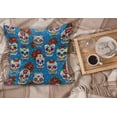 thumbnail image 2 of Sugar Skull Fluffy Throw Pillow Cushion Cover, Pattern Skulls and Roses in Floral Mexican Style Ornaments Print, Decorative Square Accent Pillow Case, 24" x 24", Blue Red Ivory, by Ambesonne, 2 of 5