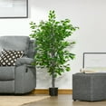 thumbnail image 2 of HOMCOM 4.5ft Ficus Artificial Tree with Realistic Leaves for Indoor, 2 of 10
