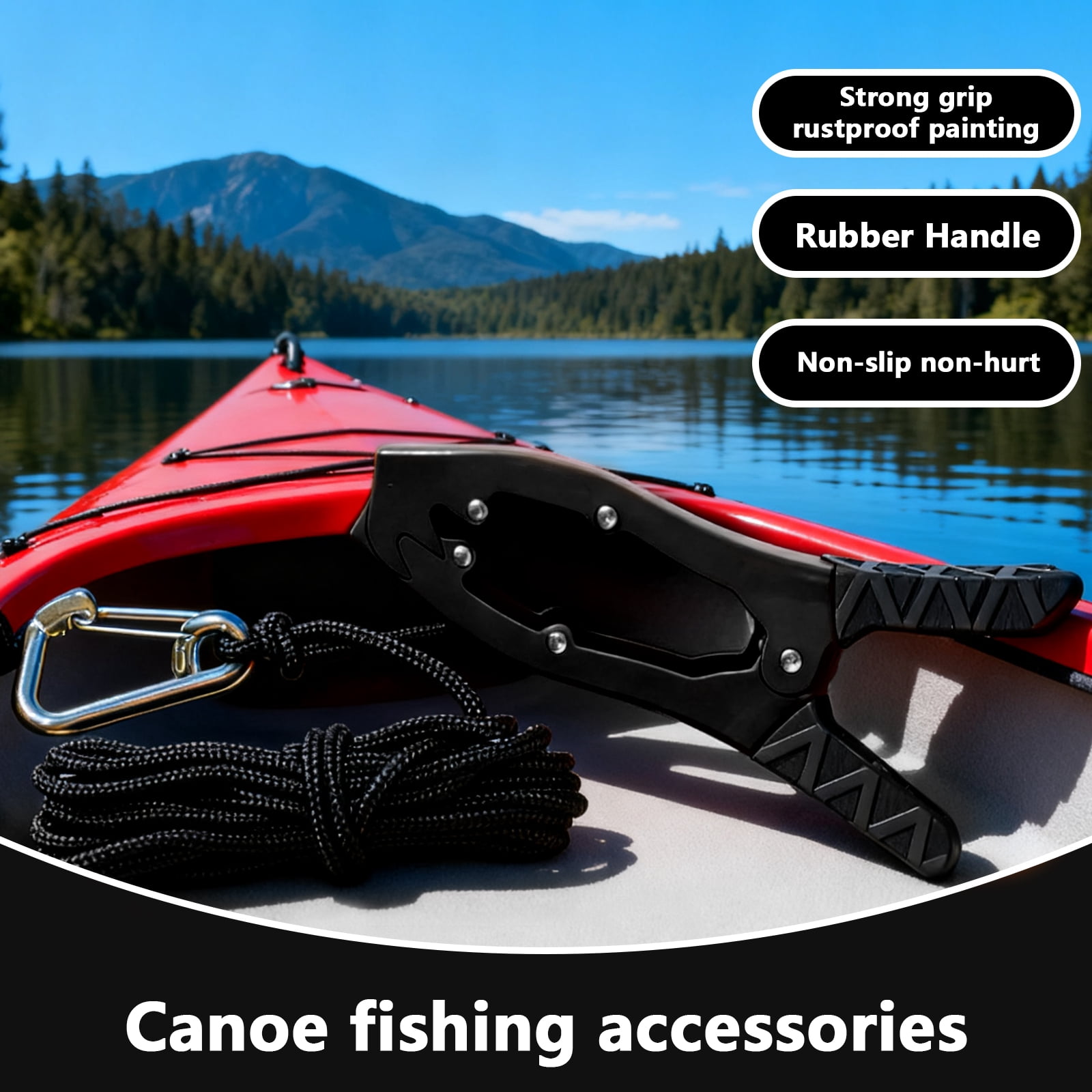 Arcticwind Kayak/Canoe Anchor Grip,Kayak Brush Gripper,boat clamp for fixing self-locking tension jaws,Canoe,Boat for Fishing Boating and Camping Kayak Accessories,Metal buckle,Without Kayak handrail