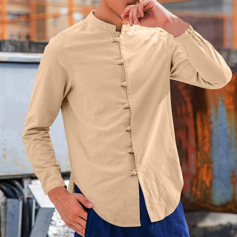 chinese style men's dress shirt Exquisite Chinese Style Long-Sleeved Shirt for Modern Men