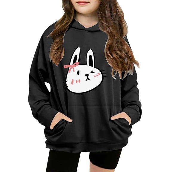 Mercatoo Teen Girls Cute Graphic Hoodie Halloween Soft Lightweight Hooded Pullover Sweatshirts Kids School Preppy Clothes Pockets