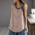 thumbnail image 7 of UAMVSH Womens Cotton Linen Tank Tops Plus Size Casual Sleeveless Button T-Shirt Loose Fit Summer Crewneck Beach Shirts, 7 of 7