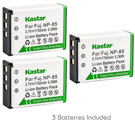 Kastar FNP-85 Battery 3-Pack Replacement for Soxi HDD-9000A HDD9000A Easypix DVX5233 Vivikai HD-OC2312 JAY-tech VideoShot C20 Rollei Movieline SD-23 Tevion DV-23HD Camera